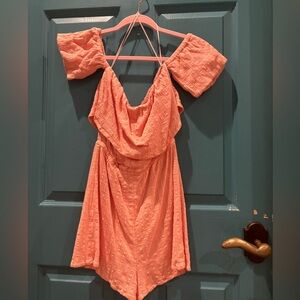 Orange off the shoulder romper